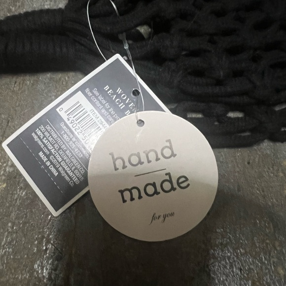 West Loop Woven Beach Bag Tote Handmade Black - Picture 4 of 5